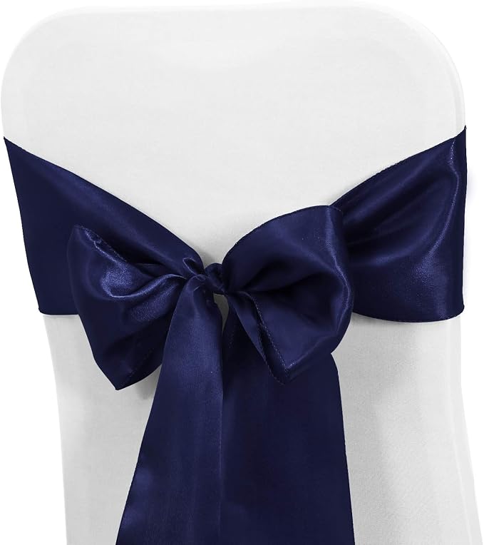 Obstal 10 PCS Satin Chair Sashes Bows for Wedding Reception- Universal Chair Cover Back Tie Supplies for Banquet, Party, Hotel Event Decorations