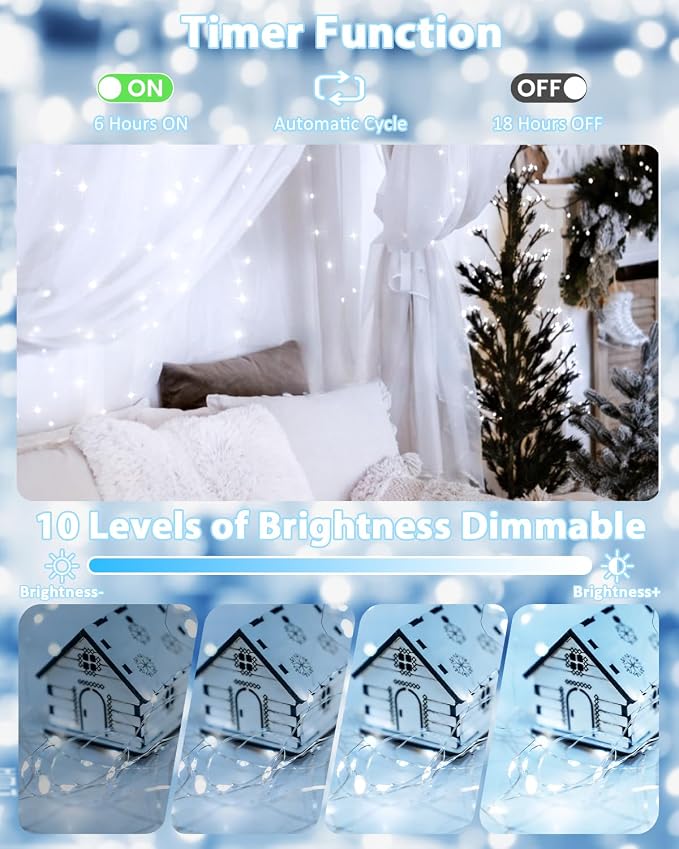 4 Pack 60 LED Fairy Lights Battery Operated with Remote, 8 Modes String Lights Indoor Outdoor, Cuttable Battery Light for Home Bedroom Wedding DIY Centerpiece Christmas Decorations (Cool White)