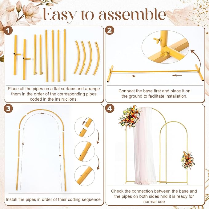 Tegeme 2 Pack Backdrop Stand with Reversible Covers 7.2ft 6ft Metal Arch Frame for Birthday Wedding Bridal Baby Shower Anniversary