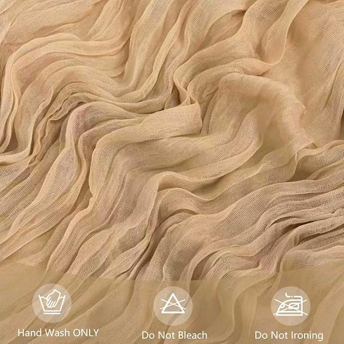 10 Pack Beige Cheesecloth Table Runner 10FT Boho Gauze Fabric Cheese Cloth Table Runners for Wedding ,Party,Baby Shower, Bridal Party, Rustic Farmhouse and Table Decorations