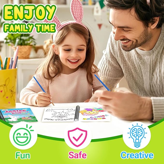 ZMLM Toddler Easter Basket Stuffers - 24 Mini Easter Coloring Books for Kids 4-8, Bulk Easter Gifts for Kids Party Favors,Goodie Bag Stuffers Birthday Return Gifts Prizes