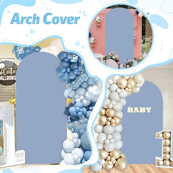FOTSHARER Spandex Arch Cover 2.6FTx6FT Dusty Blue Arch Backdrop Cover for Arch Stand Chiara Arch Cover Spandex Arch Cover Backdrop Fabric Balloon Arched Cover for Wedding Birthday Party Decorations