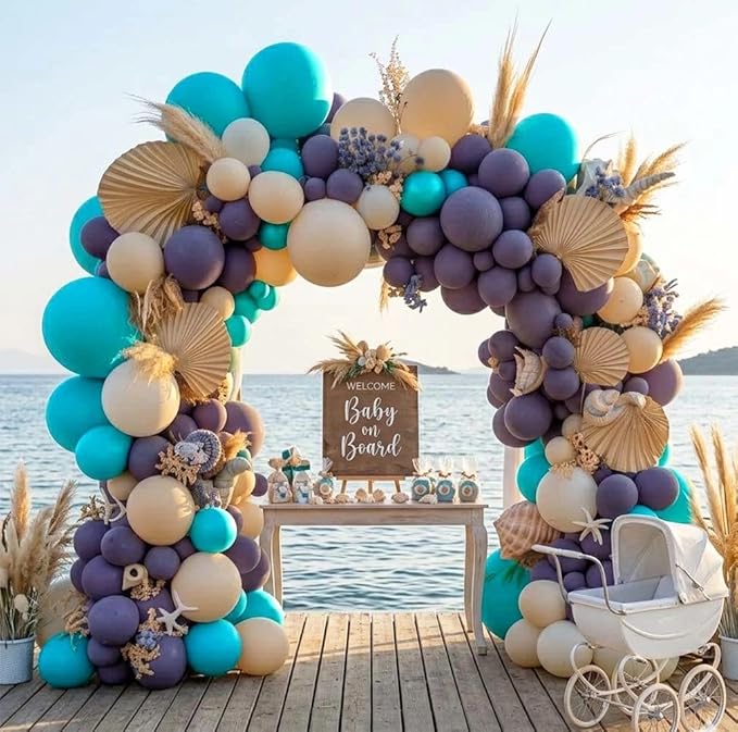 Teal Balloons Turquiose Double Stuffed Balloon Garland Arch Kit Latex Different Sizes For Birthday Baby Shower Dolphin Mermaid Engagement Anniverasry Party Decoration