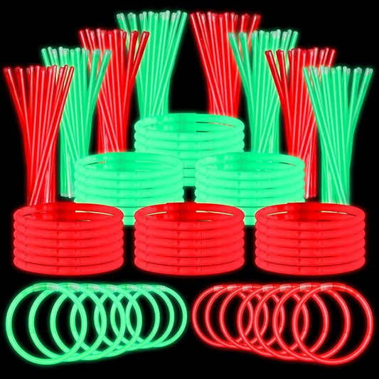 Libima 600 Pcs Glow Sticks Bulk with 600 Connectors 8 Inch Glow Stick Necklaces Stick Bracelets Bulk in The Dark Party Supplies for Halloween Easter Christmas New Year(Red, Green)