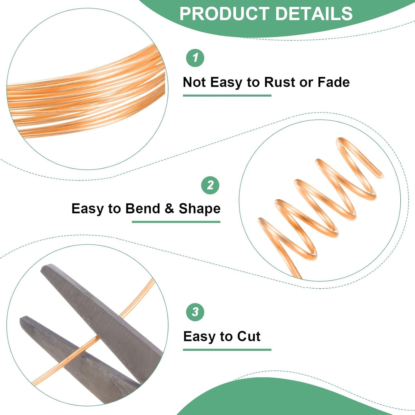 1 mm/18 Gauge Copper Wire for Jewelry Making, 5.2FT Copper Beading Craft Wire for Jewelry/Weaving/DIY Crafting/Planting, Color-Retaining [1.6M, Copper Tone]