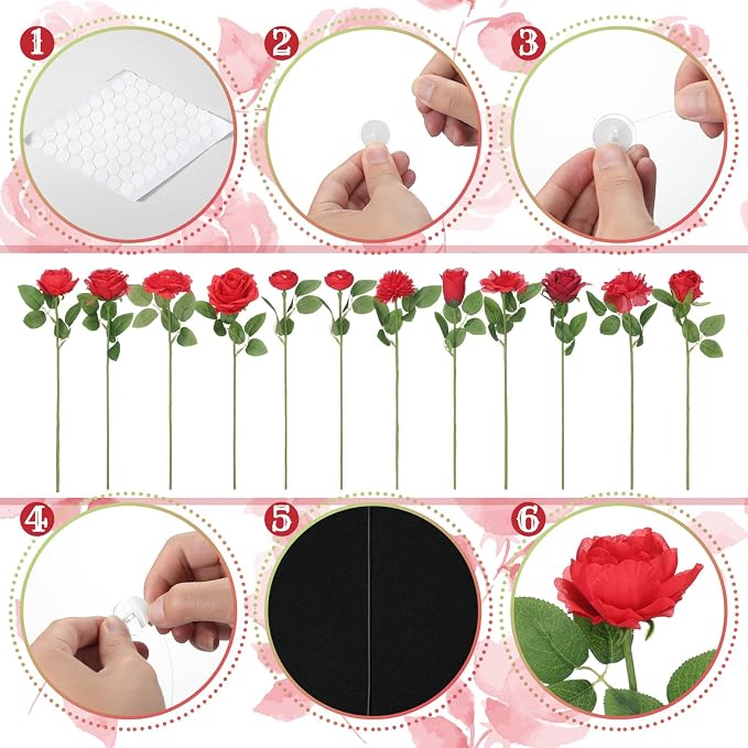Lyrow 120 Pack Red Roses Artificial Flowers Bulk Hanging Floating Garland Fake Red Rose Vine for Ceiling Decoration Wedding Anniversary Bridal Bouquet DIY Floral Arrangement Proposal Romantic Decor