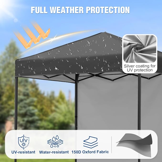 6x4 Pop Up Canopy Tent with One Wall Panel, Instant Portable Beach Canopy, Outdoor Tent with Carry Bag for Camping, Sports, Tailgating, Events, Dark Gray