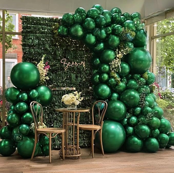 Dark Green Balloon Garland Double Stuffed Emerald Green Balloons Different Size Forest Hunter Balloon Arch Kit for Birthday Graduation Jungle Wedding Bridal Shower Party Decor