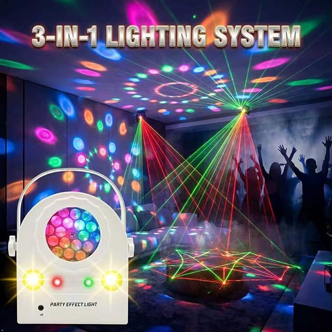 Disco Ball Party Lights, Stage Light DJ Party Atmosphere with Sound Activation, Remote Control, Strobe Light for Indoor/Outdoor Christmas Halloween Birthday Party Bar KTV DJ Decor