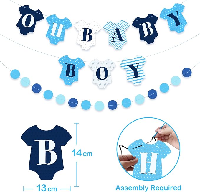 149 pcs Baby Shower Decorations for Boy, 4 Pcs Balloon Boxes,Elephant Foil Balloons, Blue Elephant Theme Baby Shower Decorations Gender Reveal Party Supplies