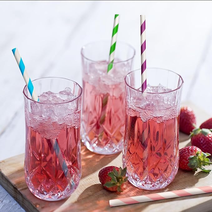 200 Pack Paper Straws Disposable Colorful Striped Straw for Drinking in 10 Colors Biodegradable Paper Straws for Birthday, Wedding, Bridal Shower, Baby Shower, Summer Pool Party Supplies