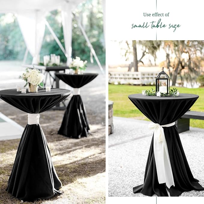 Pesonlook 10 Pack 90 Inch Black Round Table Cloths, Premium Polyester Round Tablecloth Stain and Wrinkle Resistant Washable TableCover for Wedding, Party, Dining,Banquet,Buffet Table