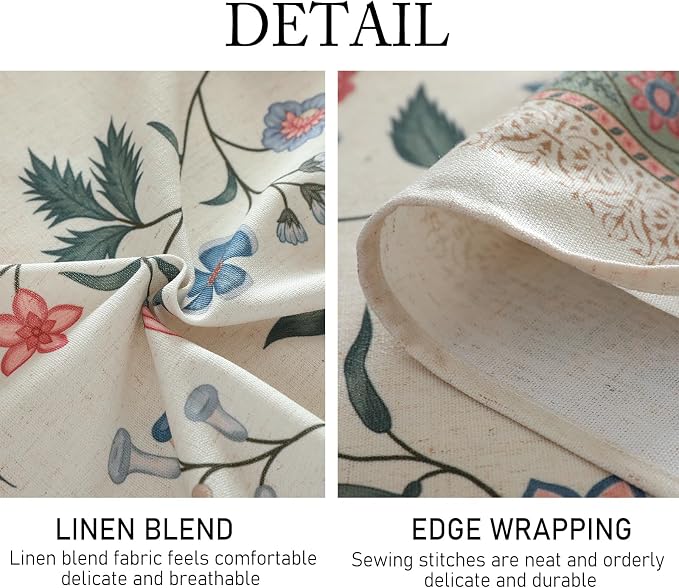 ISAENNE Designer French Linen Tablecloth Rectangular,118"x67"-Daffy | Vintage Elegant Long Table Cloth Rectangle Table,Floral Pattern,Decoration,Dining Room,Kitchen,Tea Party,Thanksgiving