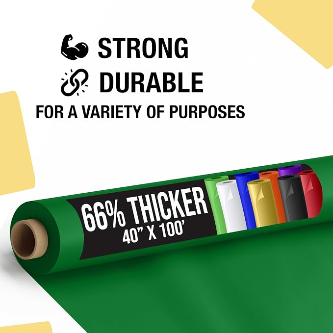 Party Solids 66% Thicker Premium Emerald Green Plastic Table Cover Roll 40" X 100' Table Cloth Plastic Cover Roll Quality Thick Banquet Rolls Disposable Tablecloth Rolls Strong American Based Company