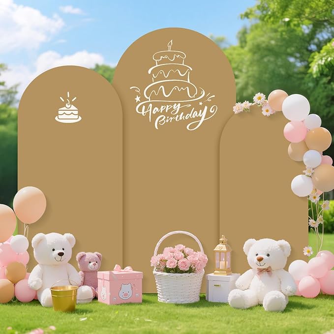 Arch Backdrop Cover Tan Spandex Arch Covers Stretchy Backdrop 4FT 5FT 6FT Wedding Arch Cover Set of 3 Balloon Arch Cover for Wedding Party Ceremony Celebration Khaki Arch Cover