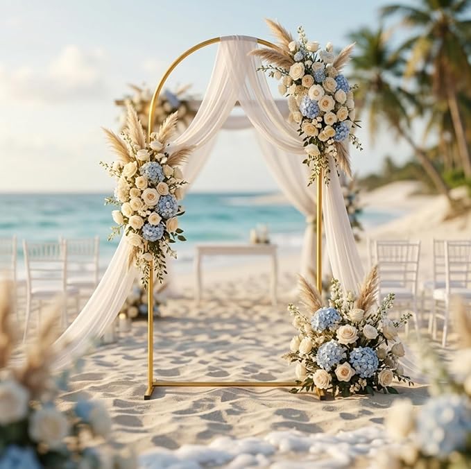 6FT Gold Metal Arch Backdrop Stand, Square Balloon Arch Stand Wedding Frame for Birthday Party, Baby Shower, and Ceremony Decoration
