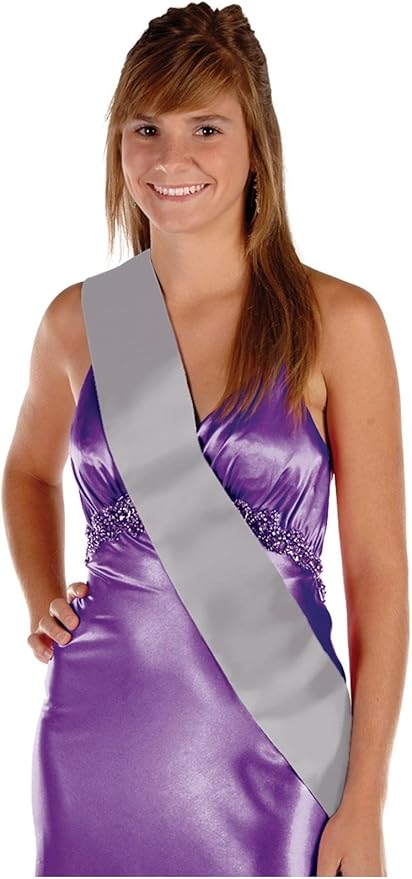 Satin Sash (silver) Party Accessory (1 count) (1/Pkg)