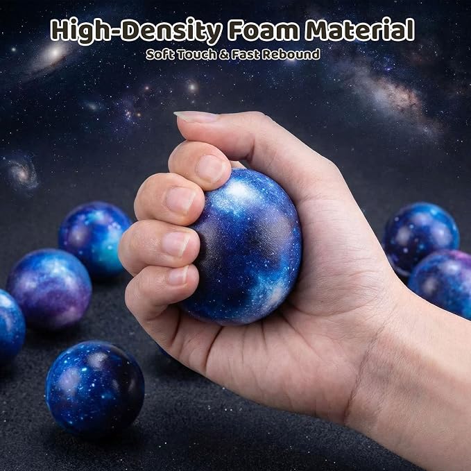 LovesTown Galaxy Foam Balls, 12PCS 2-inch Squeeze Balls for Stress Relief Outer Space Astronaut Party & Class Reward