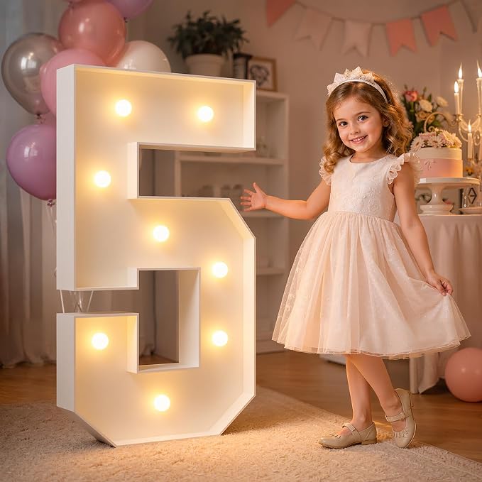 imprsv 3FT Marquee Numbers, Light Up Numbers for 15th 50th Birthday Decorations Anniversary Party Decor, Number 5 Light Up Number, Pre-Cut Foam Board Kit