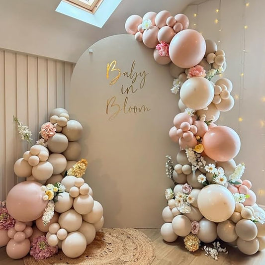 Blush Pink Balloon Garland Kit–Double-Stuffed Pastel Pink, Nude Blush, Gray Balloons for Baby Showers, Weddings, and Birthday Party Decorations