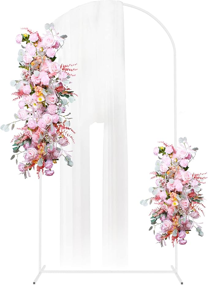 Putros Arch Backdrop Stand 7.2ft, Metal Wedding Arch Stand, White, Arched Background Frame for Birthday Party, Baby Shower, Graduation, Photography Decoration