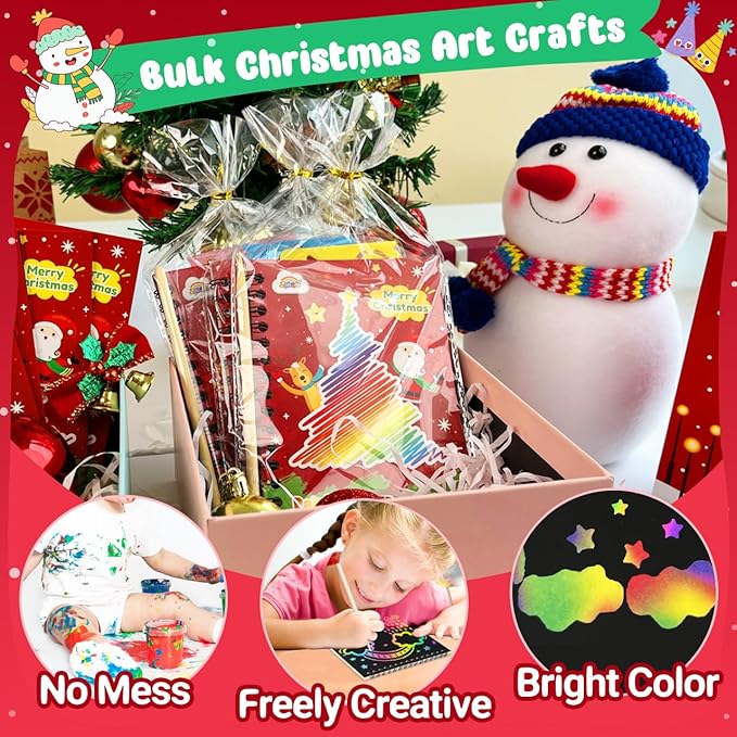 ZMLM Rainbow Scratch Party Favors Kids: Classroom Birthday Gifts Toy Bulk Scratch Art Notebook 24 Pack Goodie Bags Stuffers Girls Boys Classroom Prizes Student School Stocking Stuffers (Christmas)