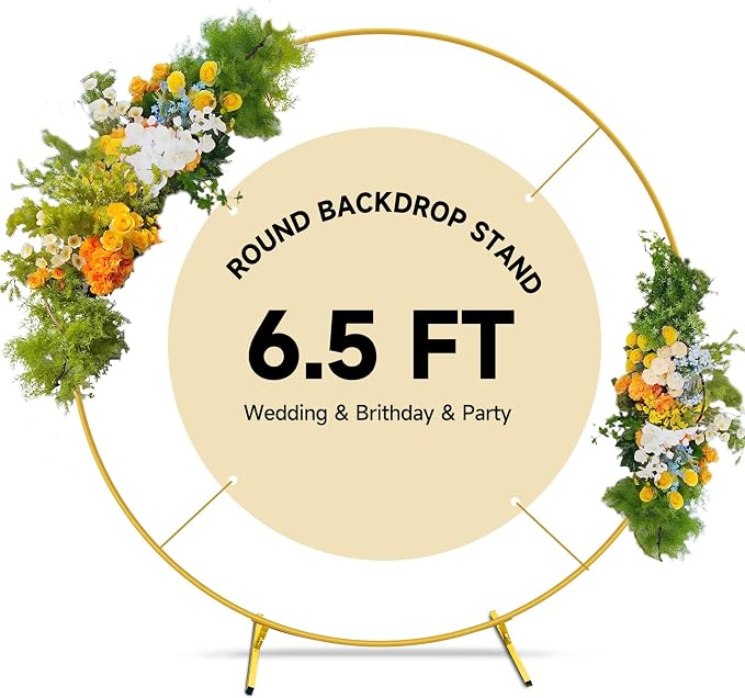 Balloon Arch Stand Metal Round Backdrop Stand Circle Balloon Arch Frame Wedding Arches 6.5FT for Ceremony Birthday Party Baby Shower Decoration