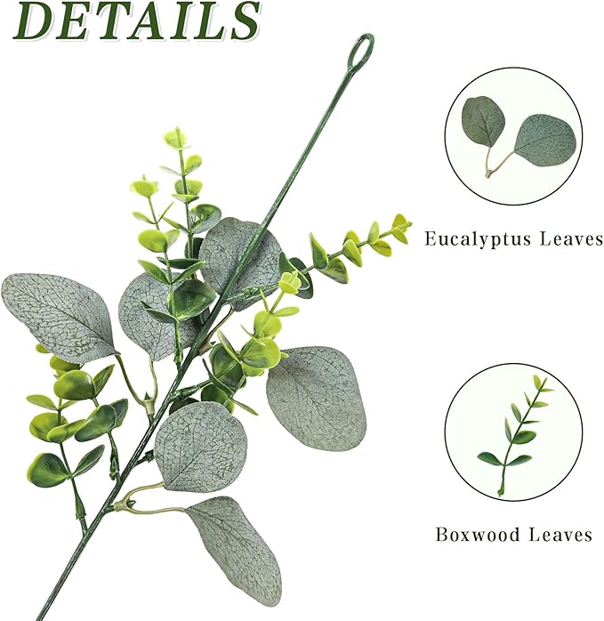 2 Pcs Eucalyptus Garland,5.9 FT Artificial Greenery Garland Fake Vines Flower Garlands for Wedding Table Centerpieces Arch Indoor Outdoor Wall Backdrop Decorations