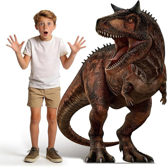 4Ft Carnotaurus Dinosaur Cardboard Cutout Stand-Up, Large Dinosaur Theme Photo Prop Party Decoration Carnotaurus Standee for Themed Events, Backdrop Display, Indoor Decor