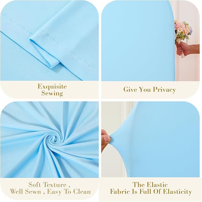 Baby Blue Arch Covers 2 Set 7.2 and 6ft Light Blue Arch Backdrop Cover Spandex Wedding Arch Stand Covers for Birthday Party Baby Shower Boy Wedding Banquet Photo Metal Balloon Arches Backdrop