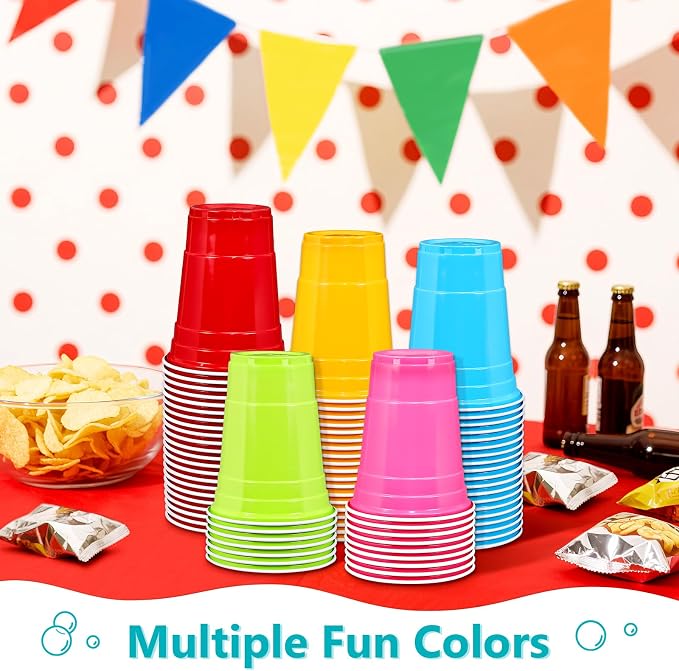 LANLISA 50 Gold Plastic Cups, 16 oz Disposable Cups, Drinking Cups For Birthday Party Supplies, Graduation, Thanksgiving Decorations, Harvest, Fall, New Years
