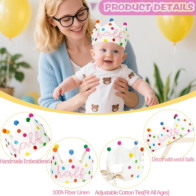 Personalized Hand Embroidered Birthday Hats Unique Happy Birthday Crowns Cute Party Hat for Boy Girl Fit All Ages