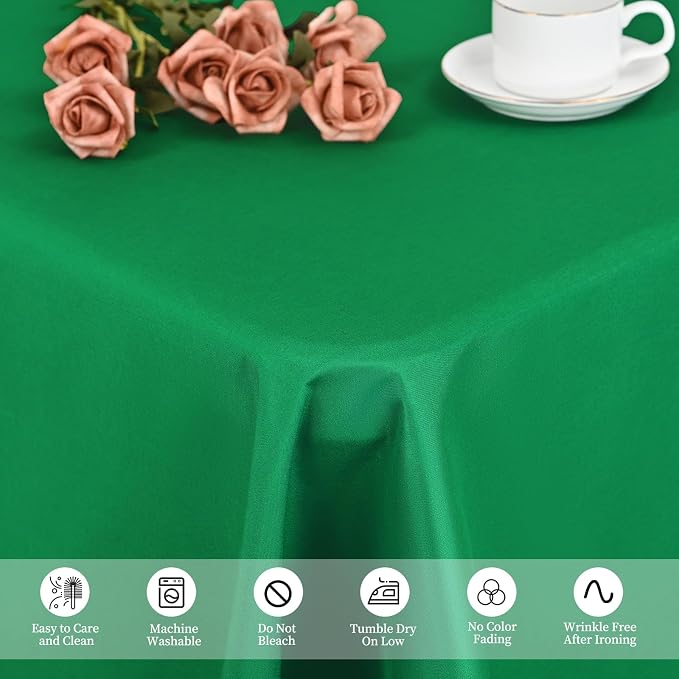 12 Pack Green Tablecloths for Rectangle Tables 60 x 126 Inch Polyester Tablecloth 8 Foot Rectangle Table Cloth Wrinkle Resistant Washable Fabric Table Cover for Party Wedding Banquet Events
