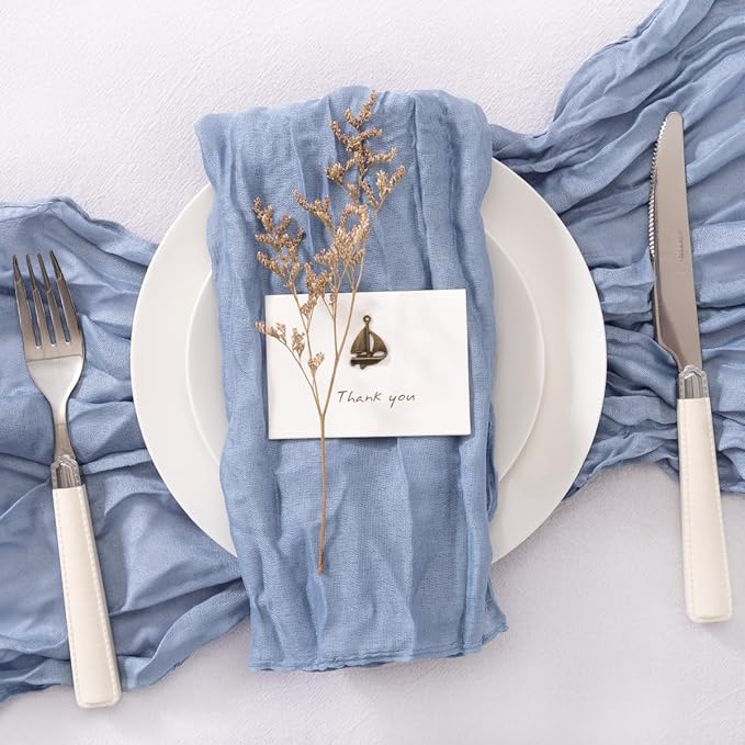20 Pack Dusty Blue Cheesecloth Napkins Cloth Washable Spring Summer Cloth Napkins Set of 20 Bulk 21x21 Inches for Wedding Baby Bridal Shower Birthday Dinner Party Home Table Decor