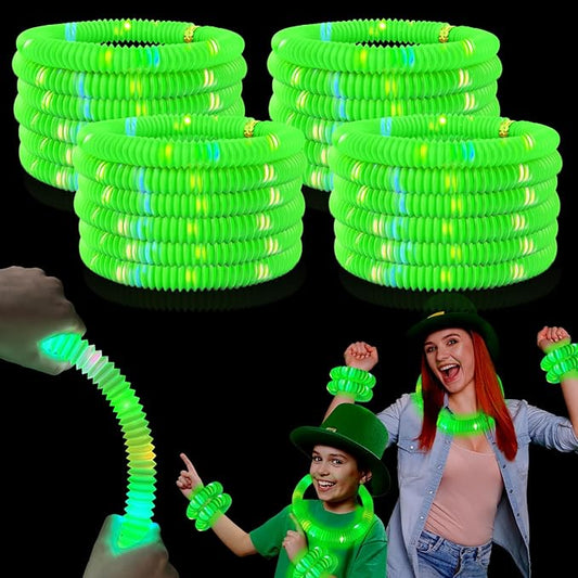 12-24 PCS Green Glow Sticks Party Favors for Kids,Glow Necklaces Bracelets Accessories Decor for Toddlers Graduation Party,Kindergarten Preschool End of School Year Goodie Bag Stuffers Classroom Prize