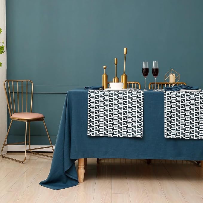 Rectangle Blue Tablecloth 60 x 108 Inch, Linen Textured Waterproof Table Cloth, French Soft Decorative Fabric Table Cover for Dining, Wedding, Party, Farmhouse, Father's Day - Blue