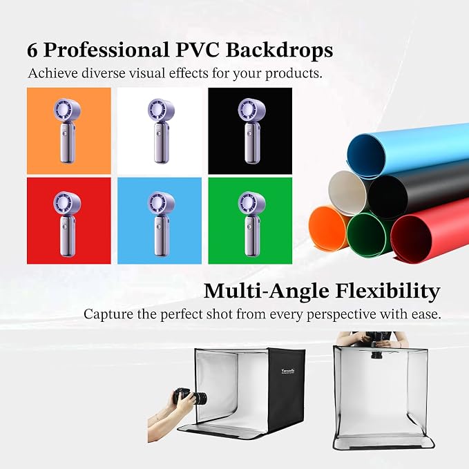 20"x20" Photo Studio Light Box with 35W Type-C Power Adapter, 300 LEDs 3 Color Temp CRI 95+ Professional Photography Box, 6 PVC Backdrops Dimmable Photo Booth for Jewelry Reflective Glass