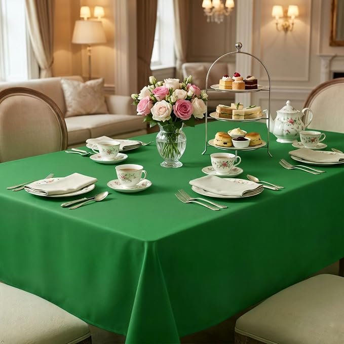 8 Pack Green Table Cloth 60 x 102 Inch Rectangular Tablecloth for 6 Foot Rectangle Tables, Wrinkle Resistant Washable Rectangle Fabric Table Covers for Wedding Party Banquet Buffet and Camping
