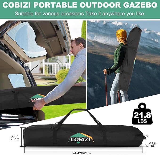 COBIZI 10x10 FT Pop up Gazebo, Popup Canopy tent,Screened In Gazebos with sidewalls, Waterproof Portable Outdoor Small Screen tents Sun Shelter,carpas para patio for Camping, Garden and Backyard,Brown