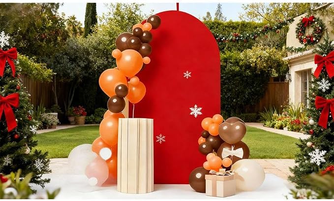 Red 7.2 FT Spandex Arch Backdrop Cover for Christmas Birthday Wedding Party Decoration