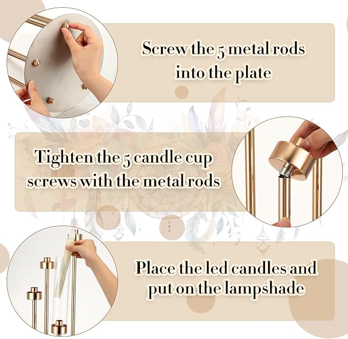 Tandefio 8 Sets Acrylic Candelabra Centerpieces 42.5" Tall Clear Candle Holders Pillar Taper Candlestick with Lampshades 5 Arm Floor Candelabra Stand for Wedding Christmas Ceremony Dinner Party
