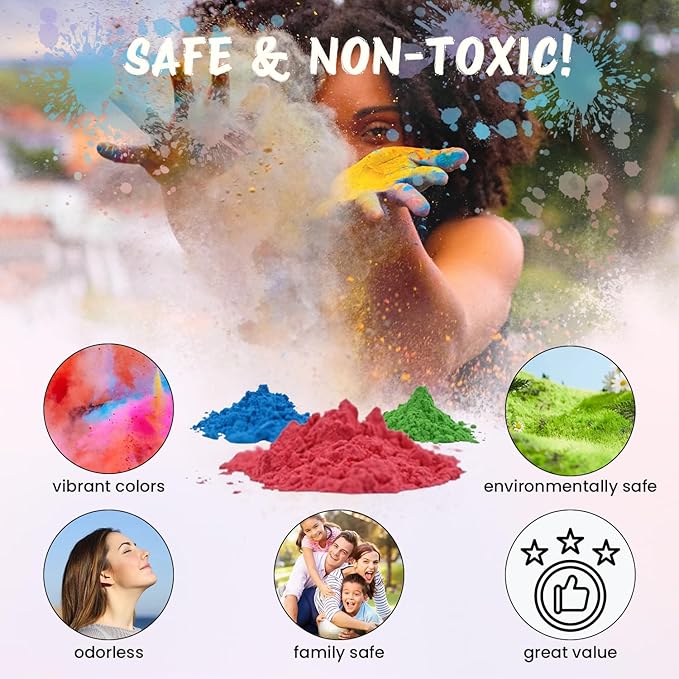 Multicolor Color Powder Packets 100Gram Bags of Color Smoke Bombs individual Packets of 10 Color Powders for Gender Reveals, Fun Runs, Color Wars, Marathon, Rangoli Photoshoot Party & Festival