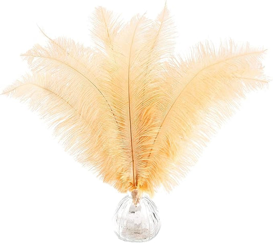 50pcs Natural Champagne Ostrich Spads Feather 14-16inch (35-40cm) Bulk Feathers for Crafts Flowers Vase Wedding Party Centerpiece Decoration