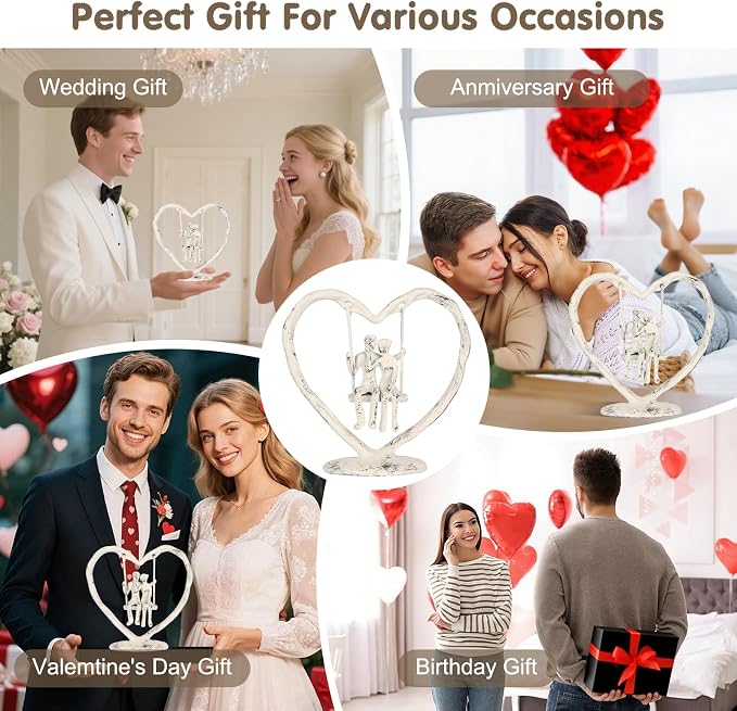 Iron Anniversary Wedding Gifts for Wife/Her/Him/Husband,Wedding Gifts for Couples,Birthday/Valentine's Day/6th Anniversary Keepsake,Handcrafted Iron Couple Statue Decor,Heart Sculpture/Figurine