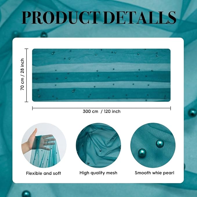 Artoid Mode Pearl Teal Gauze Table Runner 120 Inch 10FT, Seasonal Sheer Dining Holiday Wedding Birthday Baby Shower Table Decor for Home Party