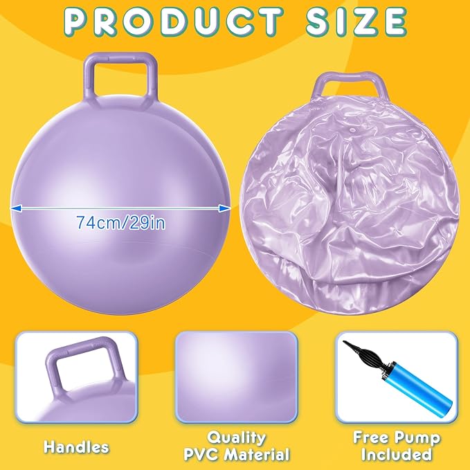 Lewtemi 6 Pcs Hopper Ball for Adults 32 Inch Jumping Hopping Inflatable Bouncing Ball with Handle and Air Pump for Indoor Outdoor Games Sport Exercise Fun Easter Basket Stuffers Gifts(Morandi Color)