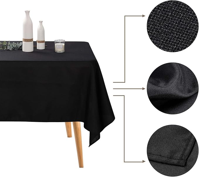 6 Pack Black Tablecloth 60 x 120 Inch Table Cloth for 8 Foot Rectangle Tables, Wrinkle Resistant Washable Polyester Fabric Table Covers for Party, Wedding,Dining,and Banquet