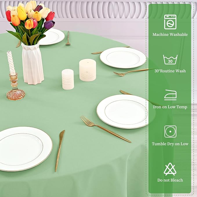YMHPRIDE 6 Pack Round Tablecloth Sage Green Table Cloths 90 Inch Polyester Round Tablecloth,Sage Green Tablecloths Round 90 inch Washable Fabric Table Covers for Wedding,Party,Dining,Banquet