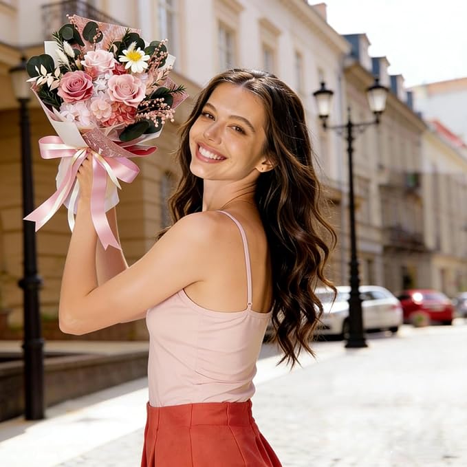 Forever Flower Gifts for Her: Romantic Flowers for Graduation-Daughter Girlfriend Wife Mom Grandma-Preserved Rose Bouquets-Flowers for Delivery Prime on Birthday Anniversary Valentines (pink)