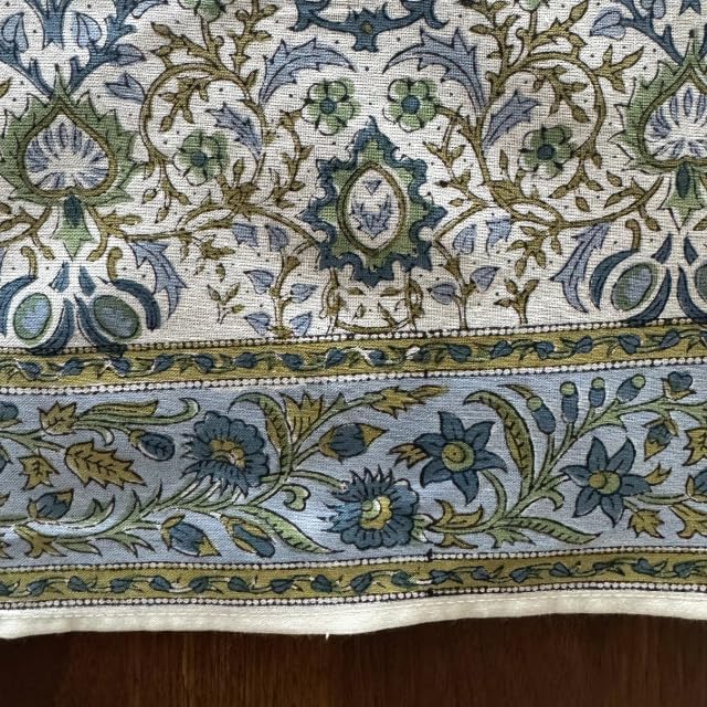 Ridhi Hand Block Print Indigo Rectangle Cotton Tablecloth 118" x 70" Reusable Table Cover Decorative Everyday Use for Dining, Farmhouse, Home Gift for Spring, Easter, Summer